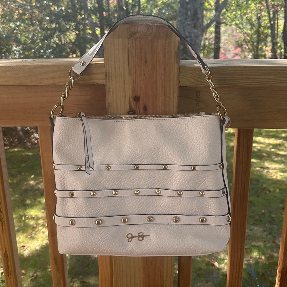 Jessica Simpson White Shoulder Bag with Gold Details